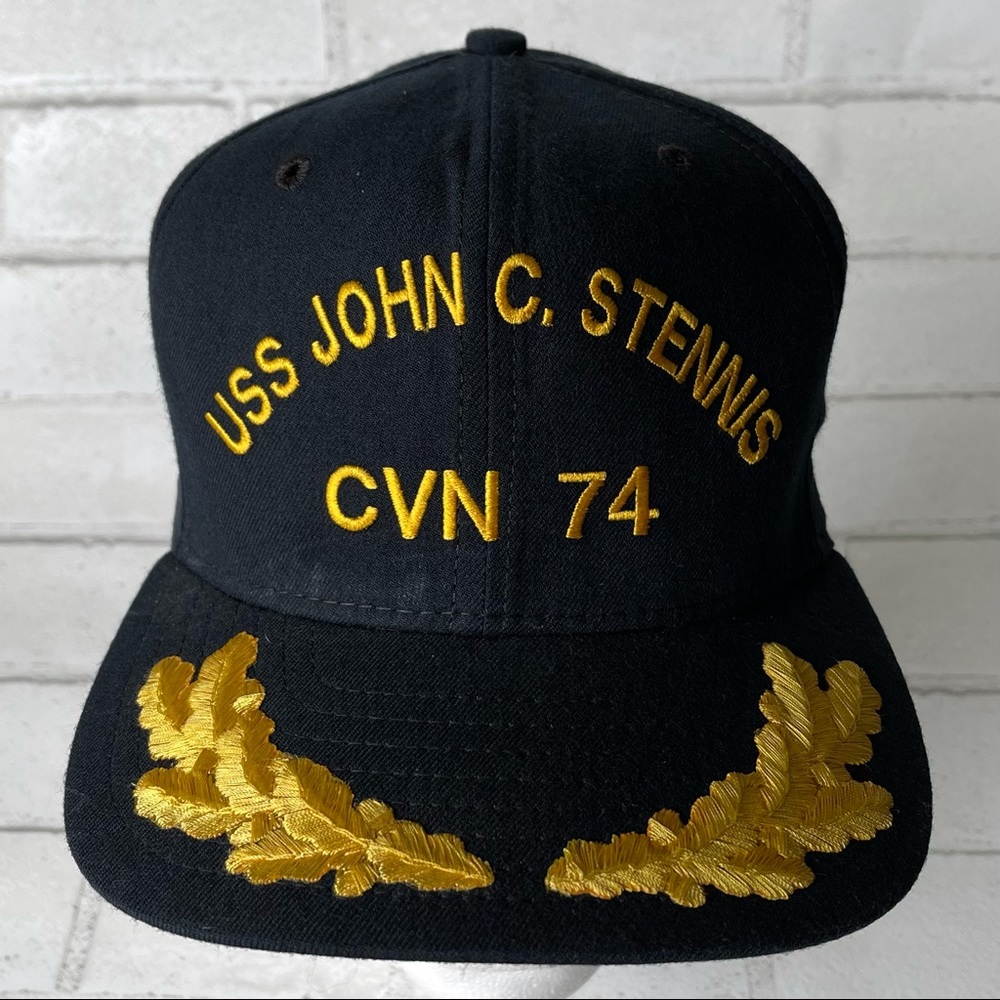 USS John C. Stennis CVN 74 Navy Blue Yellow Embroidered Military Cap Hat Snap